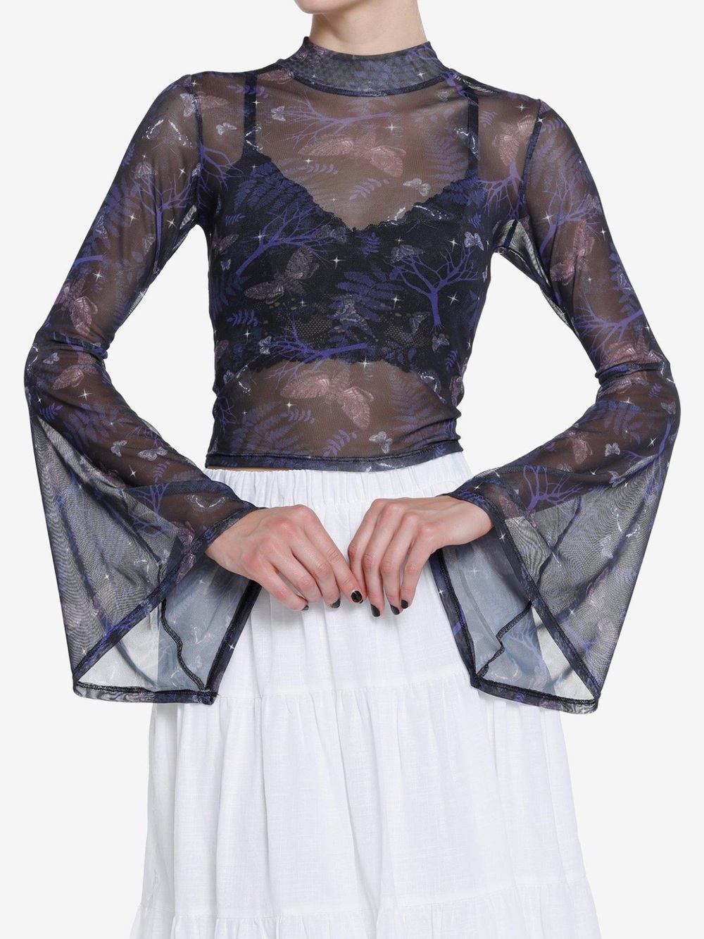 NWOT Hot Topic Mesh Bell Sleeve Top - Size L
